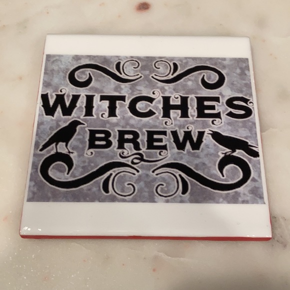 Spooky Sips: Handmade Ceramic Table Coasters - Happy Halloween Set of 2 - Picture 2 of 5